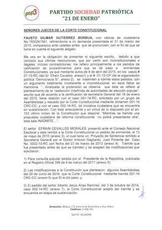 Segundo pedido consulta popular - Asambleísta Gilmar Gutiérrez
