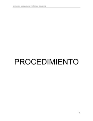 SEGUNDA JORNADA DE PRÁCTICA DOCENTE
15
PROCEDIMIENTO
 