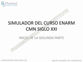 SIMULADOR DEL CURSO ENARM
CMN SIGLO XXI
INICIO DE LA SEGUNDA PARTE
 