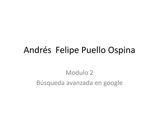 Andrés Felipe Puello Ospina
Modulo 2
Búsqueda avanzada en google
 