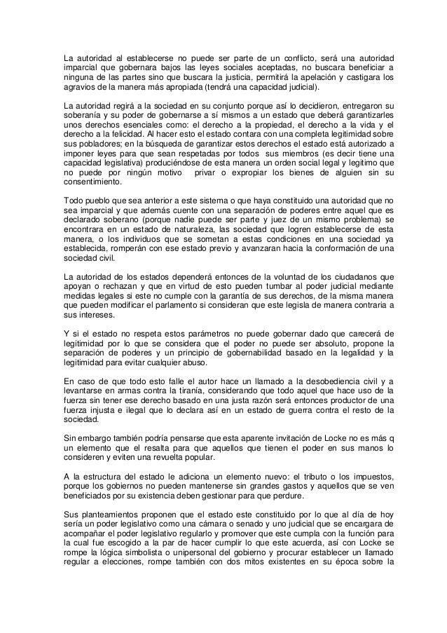reseña. Segundo tratado sobre el gobierno civil. Jhon Locke