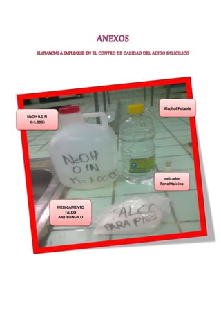 NaOH 0.1 N 
K=1.0003 
Alcohol Potable 
Indicador 
Fenolftaleína 
MEDICAMENTO 
TALCO 
ANTIFUNGICO 
 
