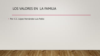 LOS VALORES EN LA FAMILIA
• Por: C.C. López Hernández Luis Pablo
 