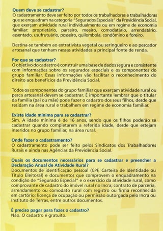 Cadastro dos Segurados Especiais