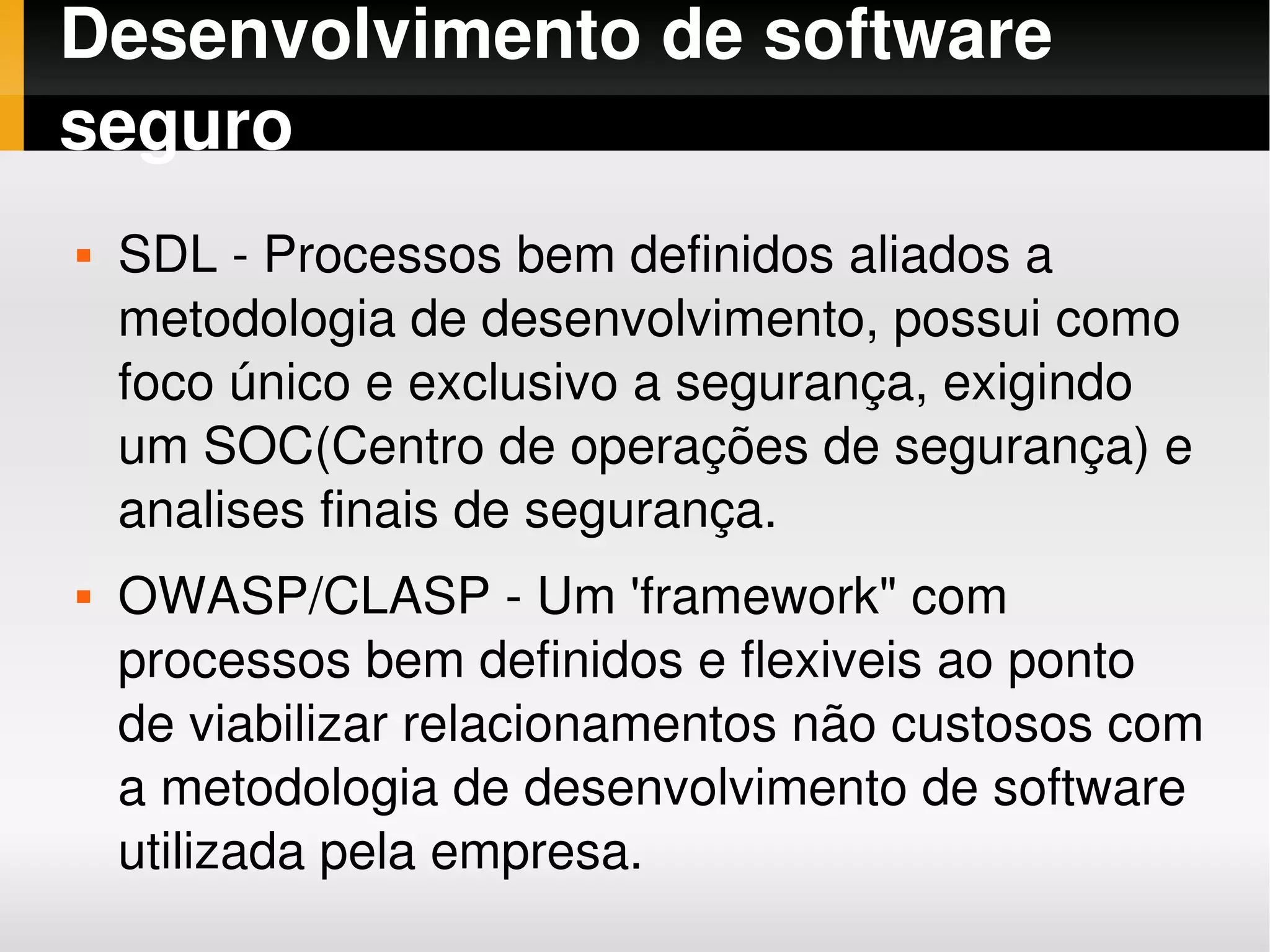 Segurança no Desenvolvimento de Software