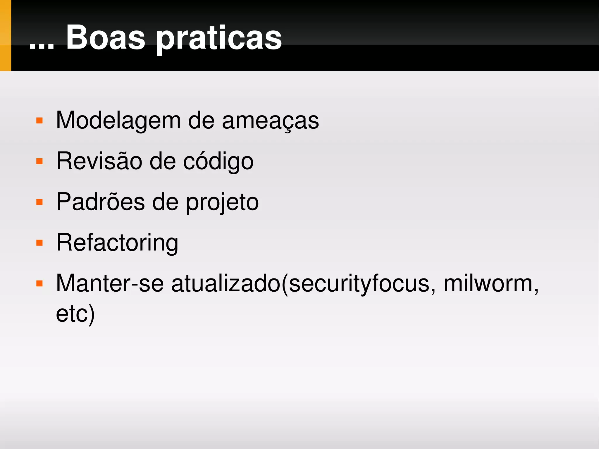 Segurança no Desenvolvimento de Software