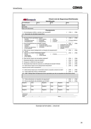 UniverCemig
26
Exemplo de formulário – check-list
 