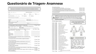 Questionário de Triagem- Anamnese
 