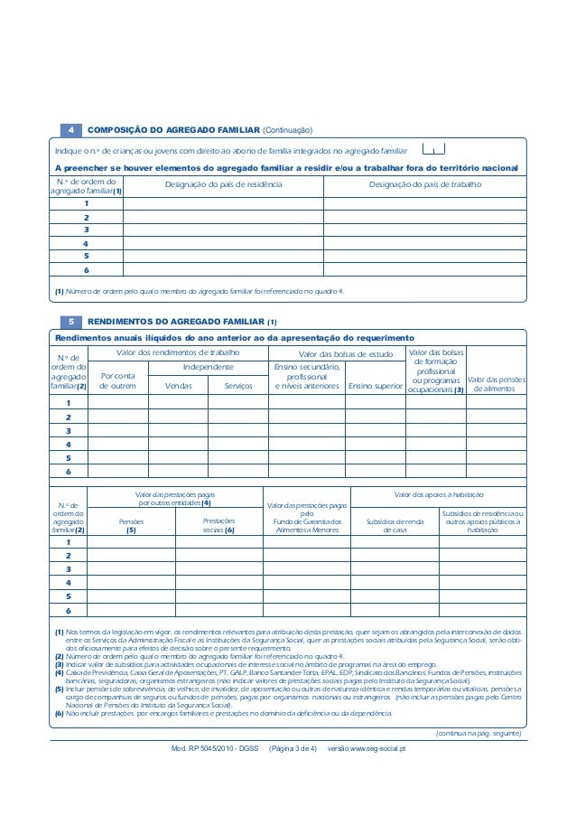 Requerimento de abono de familia como preencher