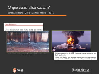 O que essas falhas causam? 
Santa Adélia (SP) –2013 | Golfo do México –2010 
http://www.diarioweb.com.br/novoportal/noticias/Meio+Ambiente/162442,,Lavas+de+caramelo+dao+ multa+de+R$+15+milhoes.aspx  