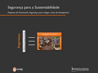 Segurança para a Sustentabilidade 
Segurança 
Proposta de Framework: Segurança para mitigar crises do Antropoceno 
Objetivos | Processos | Controles 
Mitigação de crises  