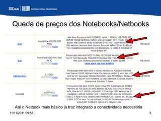 Queda de preços dos Notebooks/Netbooks




   Até o Netbook mais básico já traz integrado a conectividade necessária
11/11/2011 09:55                                                            5
 
