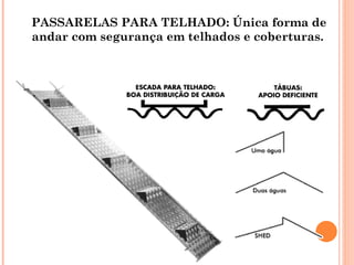 PASSARELAS PARA TELHADO: Única forma de
andar com segurança em telhados e coberturas.
 