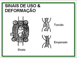 • Sinais
• Torcido
• Empenado
SINAIS DE USO &
DEFORMAÇÃO
 