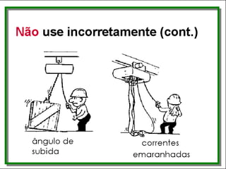 • ângulo de subida
• correntes emaranhadas
Não use incorretamente (cont.)
 