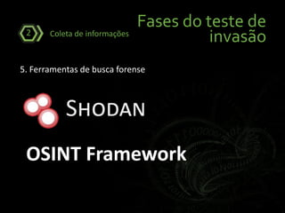 Fases do teste de
invasãoColeta de informações2
5. Ferramentas de busca forense
OSINT Framework
 