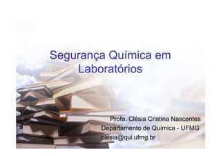 Segurança Química em
Laboratórios

Profa. Clésia Cristina Nascentes
Departamento de Química - UFMG
clesia@qui.ufmg.br

 