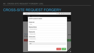 A8 - CROSS-SITE REQUEST FORGERY (3/6)
CROSS-SITE REQUEST FORGERY
 