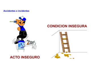 ACTO INSEGURO
CONDICION INSEGURA
Accidentes e incidentes
 