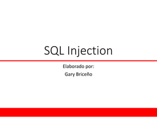 SQL Injection 
Elaborado por: 
Gary Briceño  