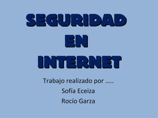 SEGURIDAD  EN  INTERNET Trabajo realizado por ….. Sofía Eceiza Rocío Garza 