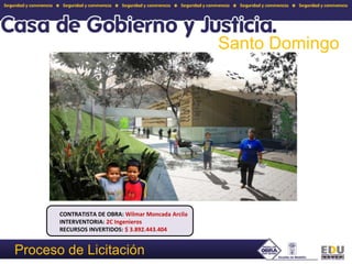 Santo DomingoCONTRATISTA DE OBRA: Wilmar Moncada ArcilaINTERVENTORIA: 2C IngenierosRECURSOS INVERTIDOS: $ 3.892.443.404Proceso de Licitación