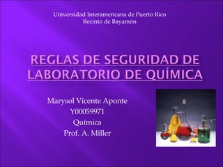 Universidad Interamericana de Puerto Rico
           Recinto de Bayamón




Marysol Vicente Aponte
      Y00059971
       Química
    Prof. A. Miller
 