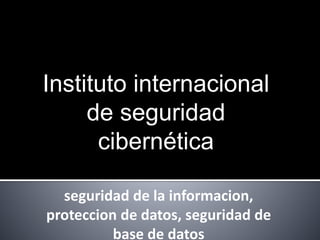 Instituto internacional 
de seguridad 
cibernética 
seguridad de la informacion, 
proteccion de datos, seguridad de 
base de datos 
 