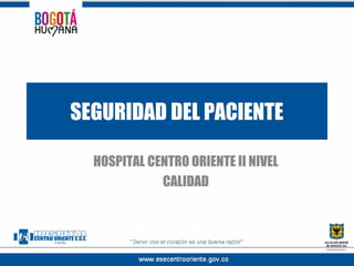 HOSPITAL CENTRO ORIENTE II NIVEL
CALIDAD
SEGURIDAD DEL PACIENTE
 