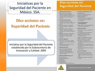 Iniciativas por la Seguridad del Paciente en México. SSA. 
Iniciativa por la Seguridad del Paciente establecida por la Subsecretaría de Innovación y Calidad. 2005  