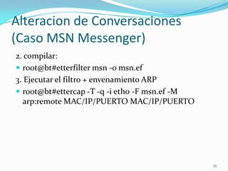 DNS Spoof1. Editar archivo de conguracion DNS/usr/share/ettercap/etter.dnsdominio A direccion-ip25