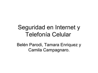 Seguridad en Internet y
  Telefonía Celular
Belén Parodi, Tamara Enriquez y
     Camila Campagnaro.
 