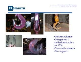 Gestión basada en la Seguridad de las personasa
La calidad del servicio y la protección del medioambiente OHSAS
18001:2007 - ISO 9001: 2008 – 14001:2004
,

•Deformaciones
•Desgastes o
melladuras sobre
un 10%
•Corrosión severa
•Sin seguro

 