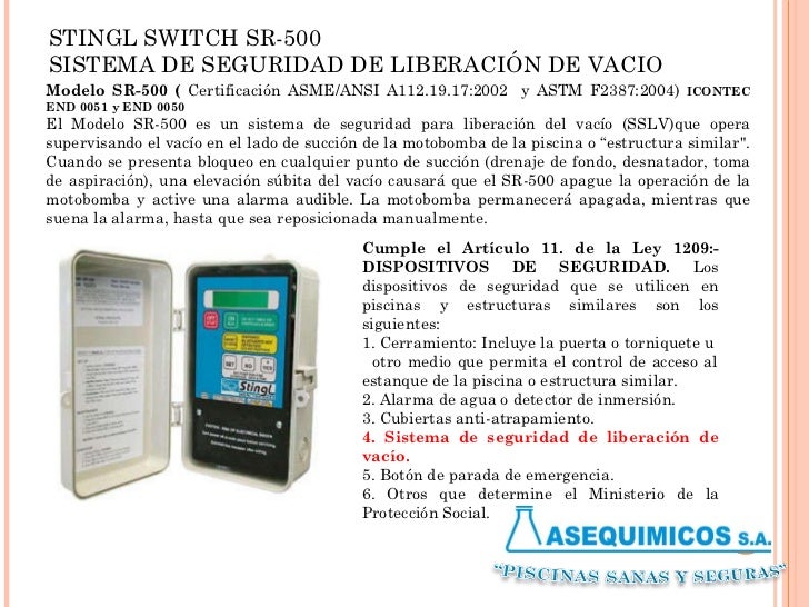Seguridad en piscinas asequimicos