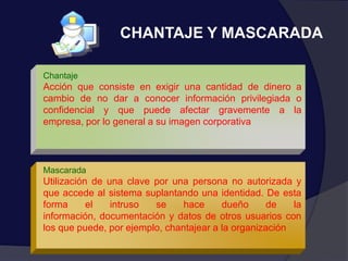  Su detección es difícil, a veces no deja huellasEjemplos: 	   Copias ilícitas de programas