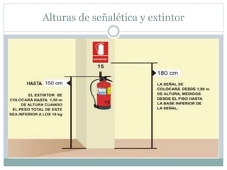 Alturas de señalética y extintor
 