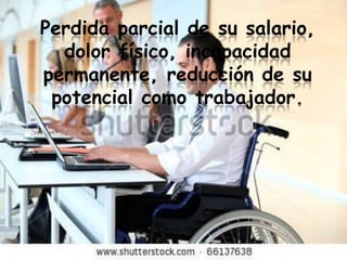 Perdida parcial de su salario,
  dolor físico, incapacidad
permanente, reducción de su
 potencial como trabajador.
 