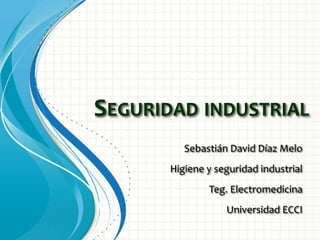 SEGURIDAD INDUSTRIAL
Sebastián David Díaz Melo
Higiene y seguridad industrial
Teg. Electromedicina
Universidad ECCI
 