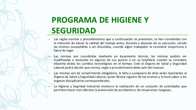 Programa de higiene y seguridad industrial
