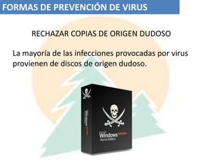 TIPOS DE VIRUS HOAX (falsos virus) Mensajes con información falsa.Animan al usuario a hacer copias y enviarlas a los contactos.Suelen estar relacionados con temas morales o solidarios.Pretenden la rápida extensión de archivos posiblemente dañinos.