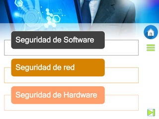 Seguridad de Software
Seguridad de red
Seguridad de Hardware
 