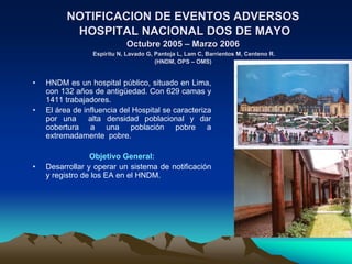 Seguridad del paciente. Perú