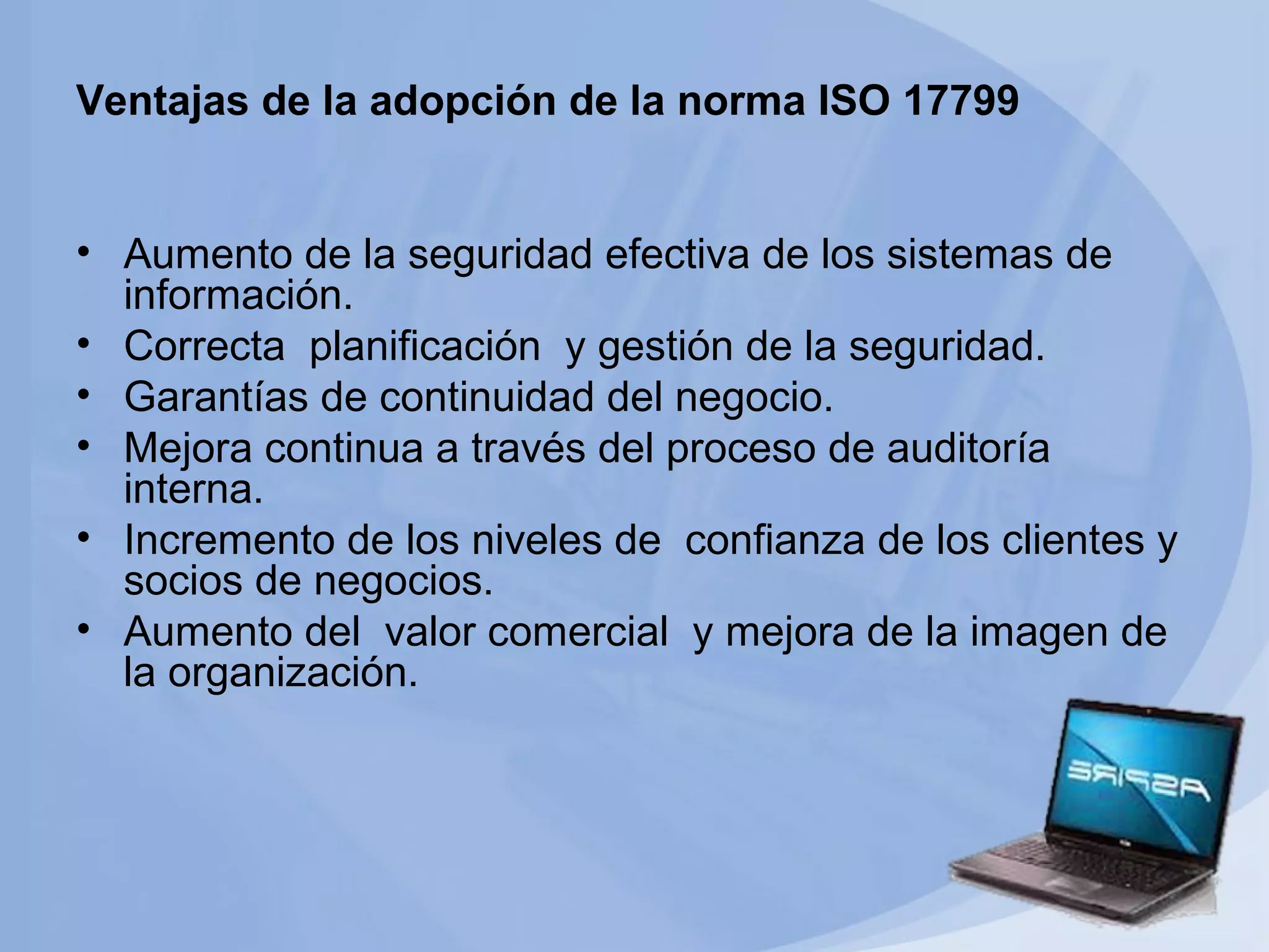 Seguridad y auditoria informatica, iso 17799 | PPT