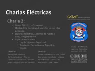 Charla 1:
Electricidad. Principios.
Corriente Continua y Alterna.
Generación. Distribución Consumo.
Video capítulo 3 Entor...