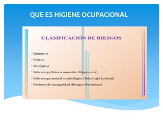 QUE ES HIGIENE OCUPACIONAL
 