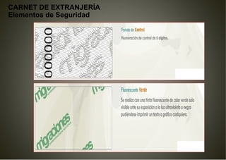 CARNET DE EXTRANJERÍA
Elementos de Seguridad
 