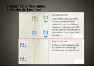 CARNET DE EXTRANJERÍA
Elementos de Seguridad
 