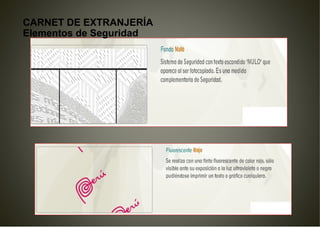 CARNET DE EXTRANJERÍA
Elementos de Seguridad
 