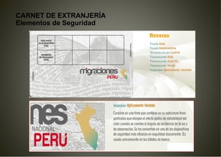 CARNET DE EXTRANJERÍA
Elementos de Seguridad
 
