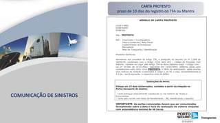 COMUNICAÇÃO DE SINISTROS
CARTA PROTESTO
prazo de 10 dias do registro do TFA ou Mantra
 